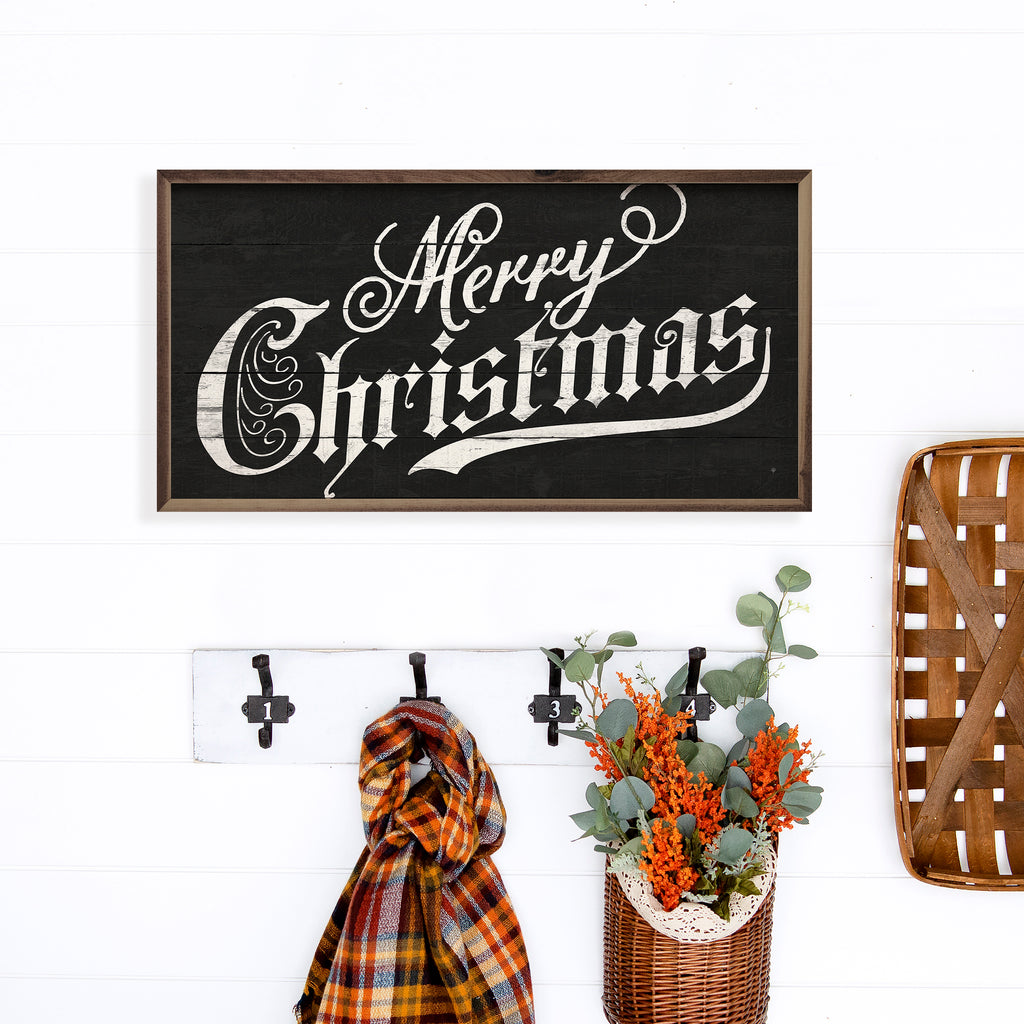 Vintage Merry Christmas Black 24x12 / Black