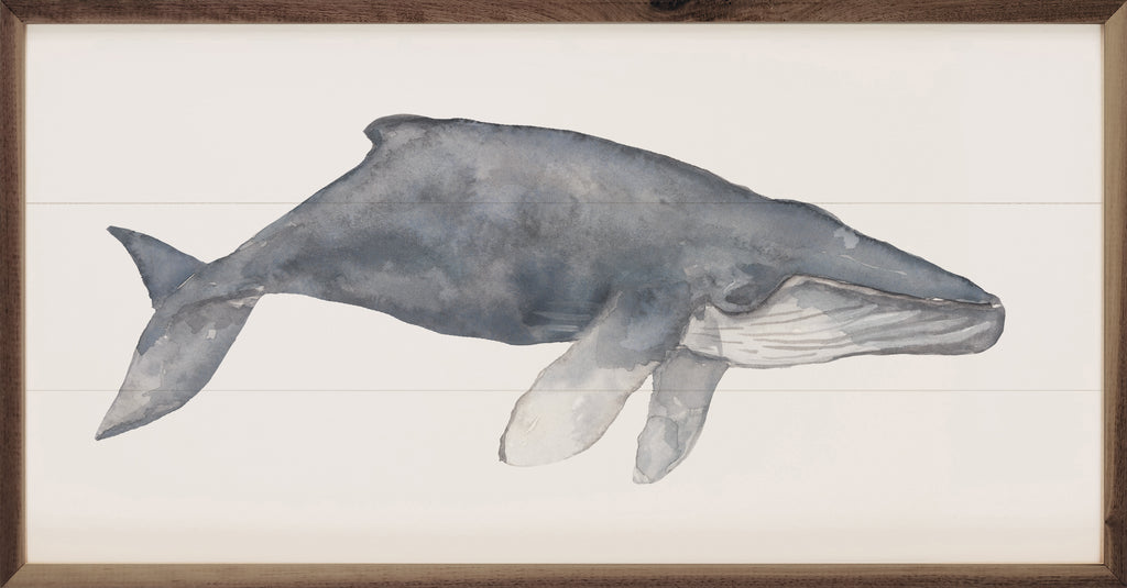 Watercolor Humpback Whale Painting By Emily Wood 24x12 / Multi-Color