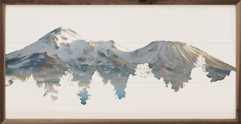 Watercolor Shasta Mountains 24x12 / White