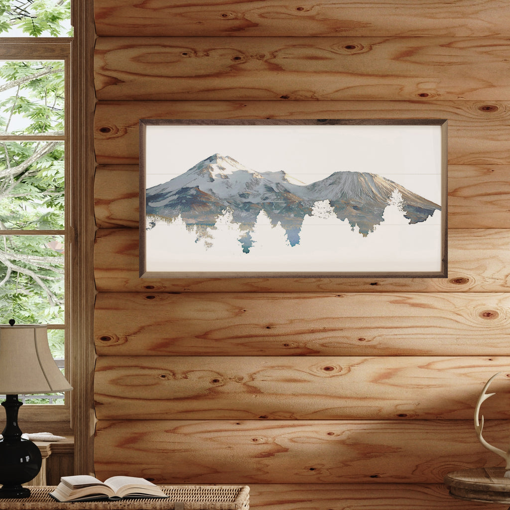 Watercolor Shasta Mountains 24x12 / White