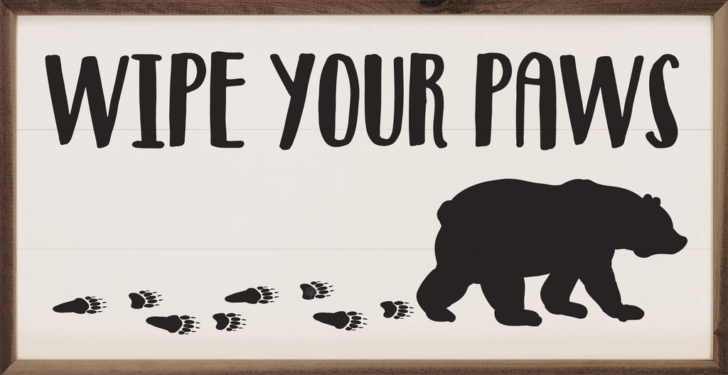 Wipe Your Paws Bear White 24x12 / White