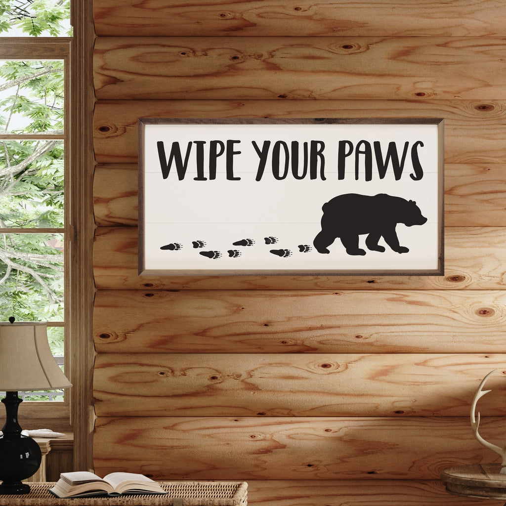 Wipe Your Paws Bear White 24x12 / White