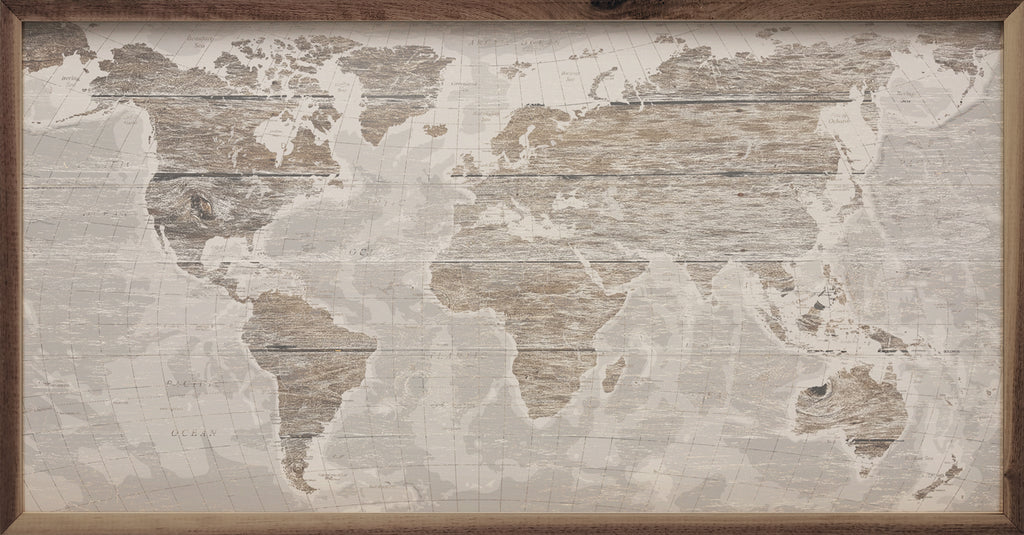 World Map Whitewash 24x12 / Whitewash