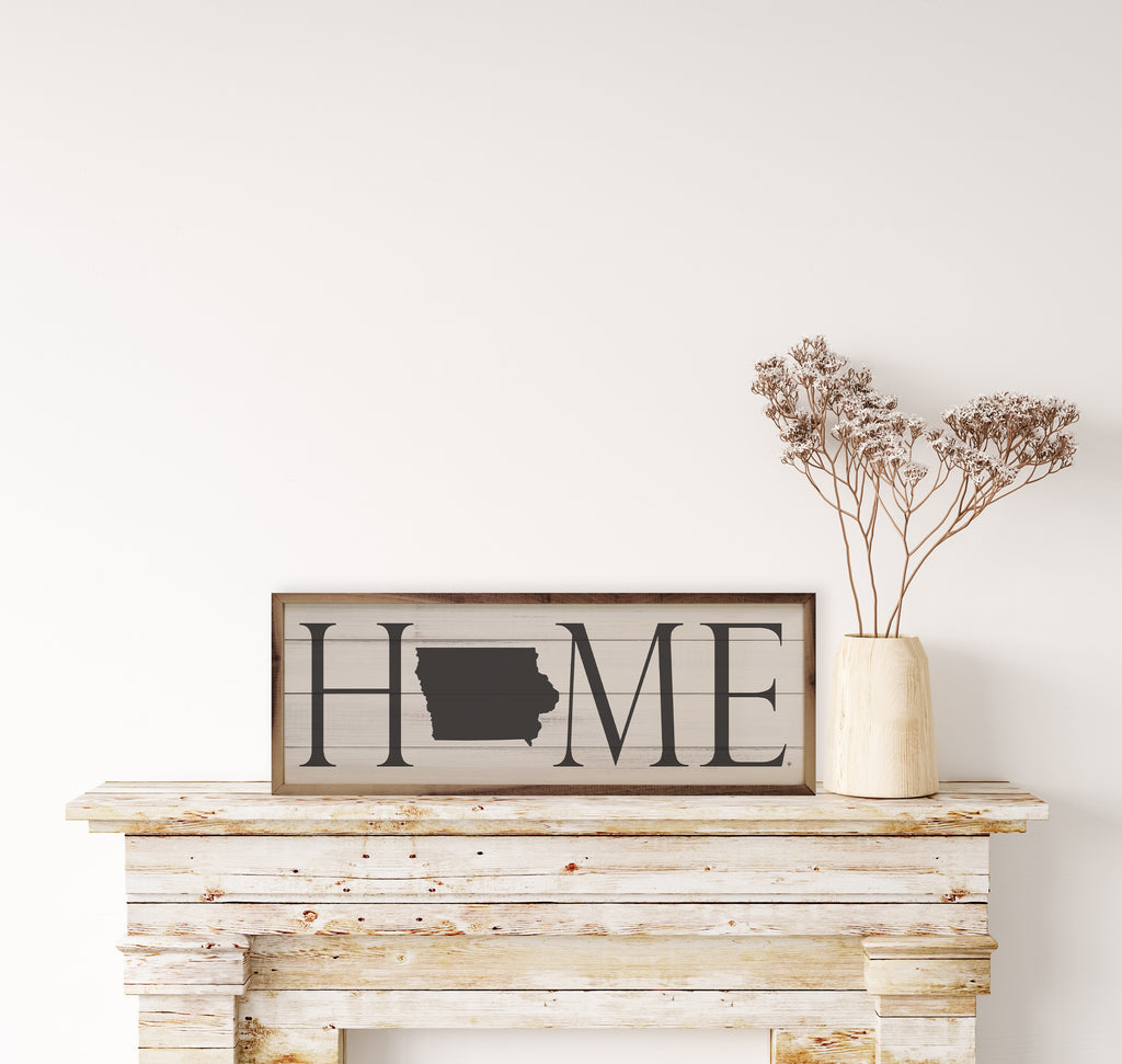 Personalized Home State Horizontal Whitewash 24x8 / Whitewash