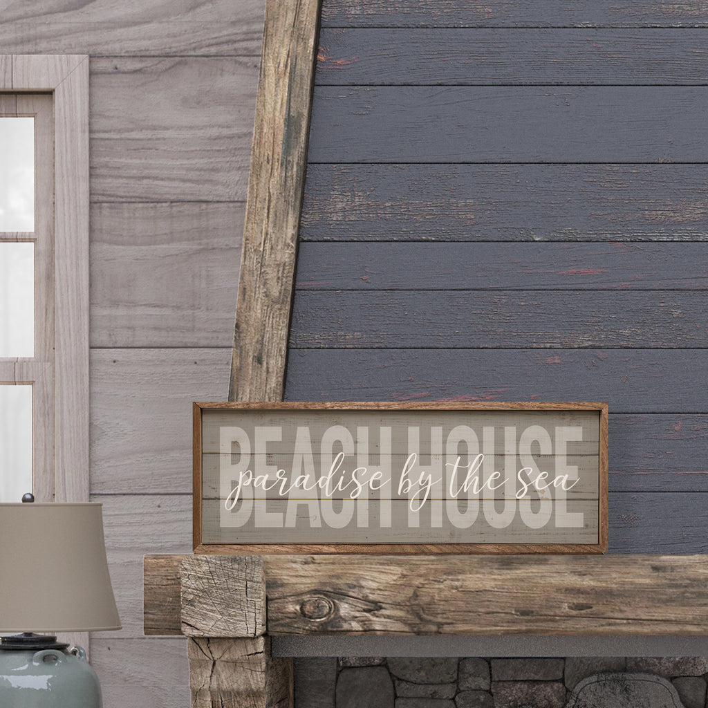 Beach House Paradise By The Sea Gray 24x8 / Gray