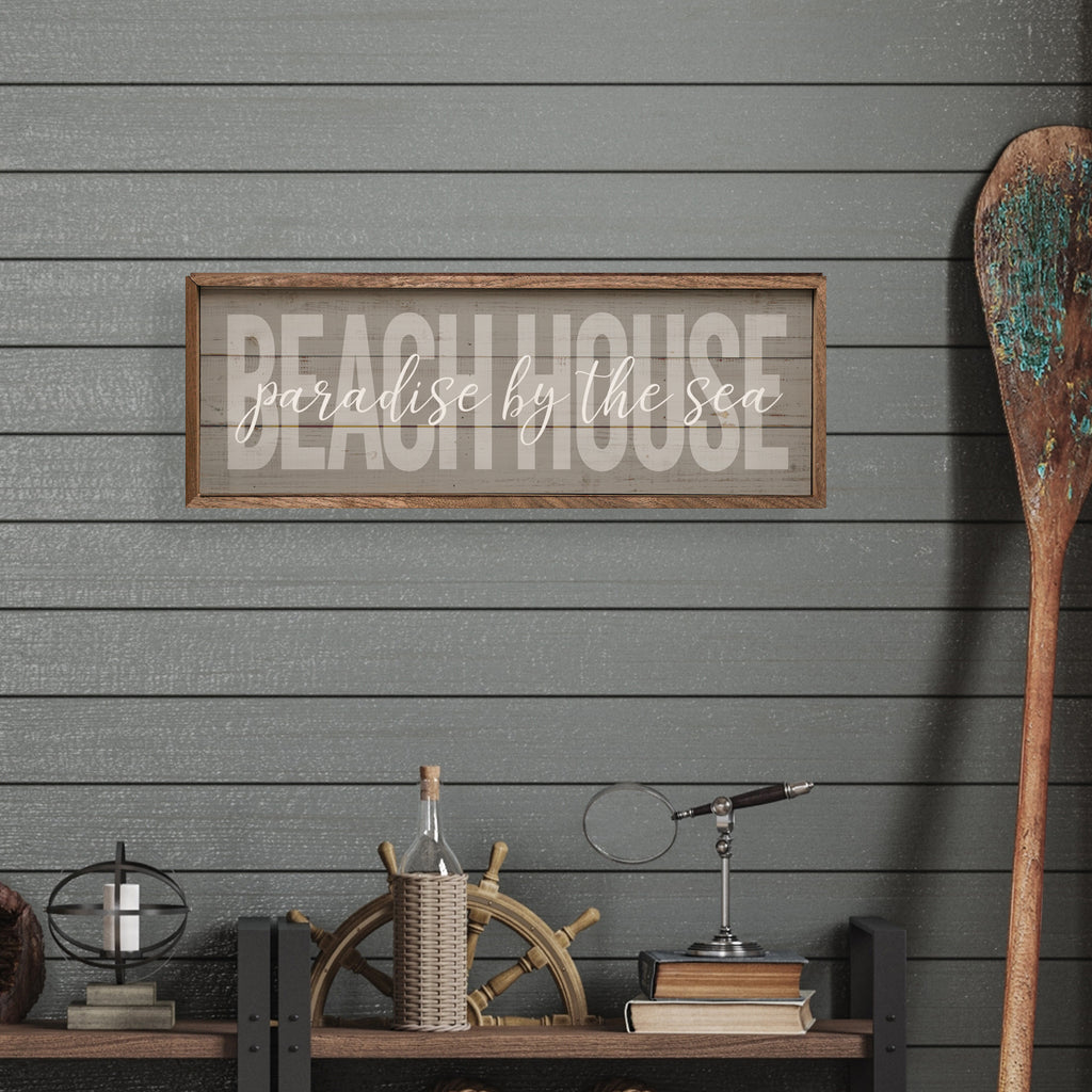 Beach House Paradise By The Sea Gray 24x8 / Gray