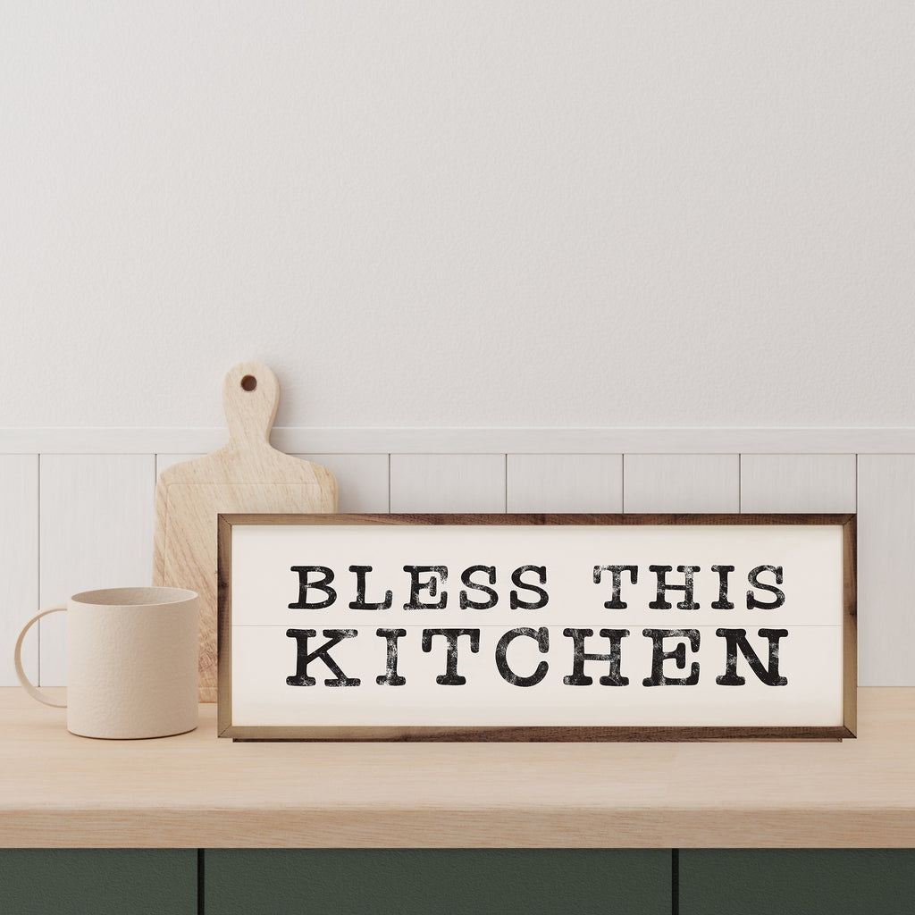 Bless This Kitchen Bold White 24x8 / White