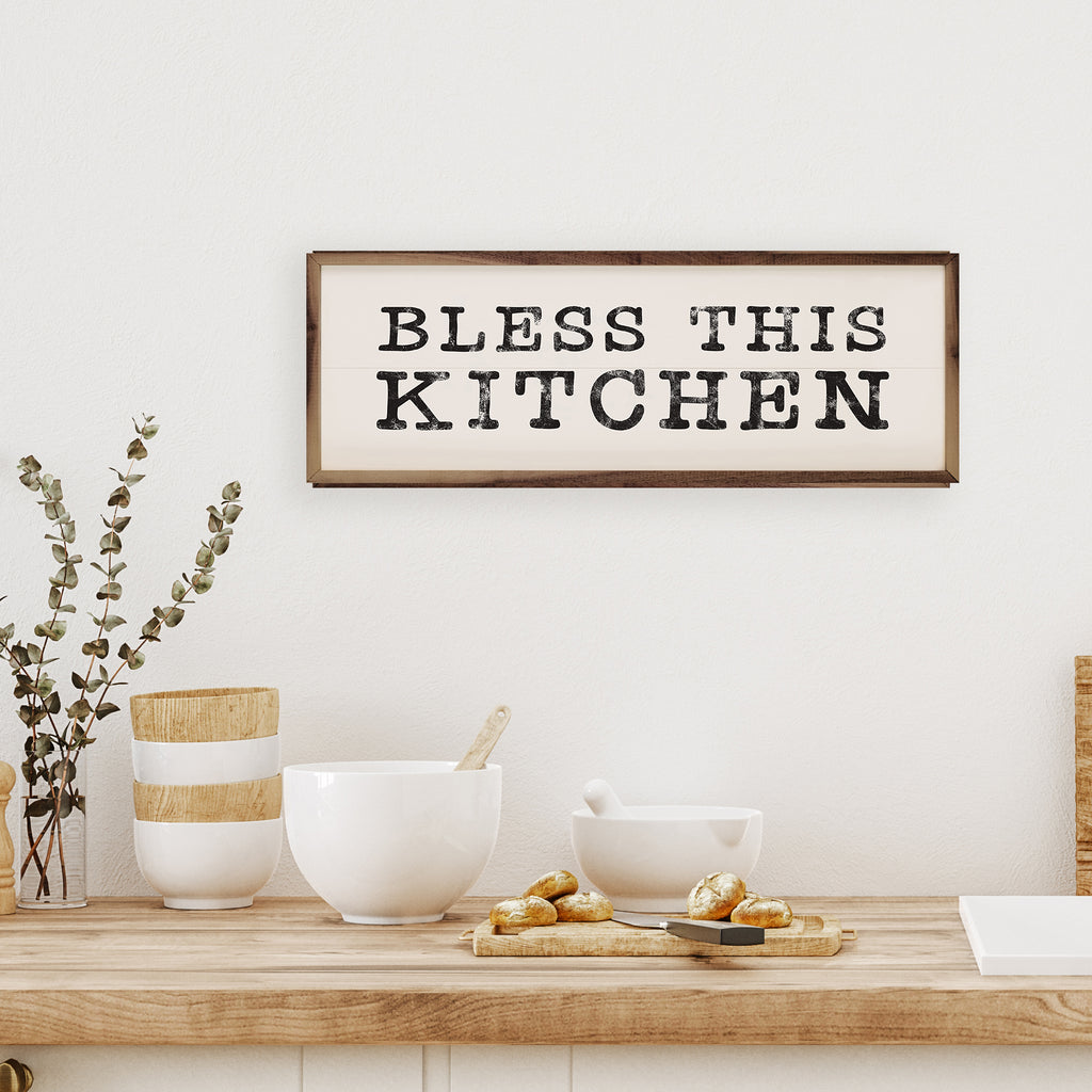 Bless This Kitchen Bold White 24x8 / White
