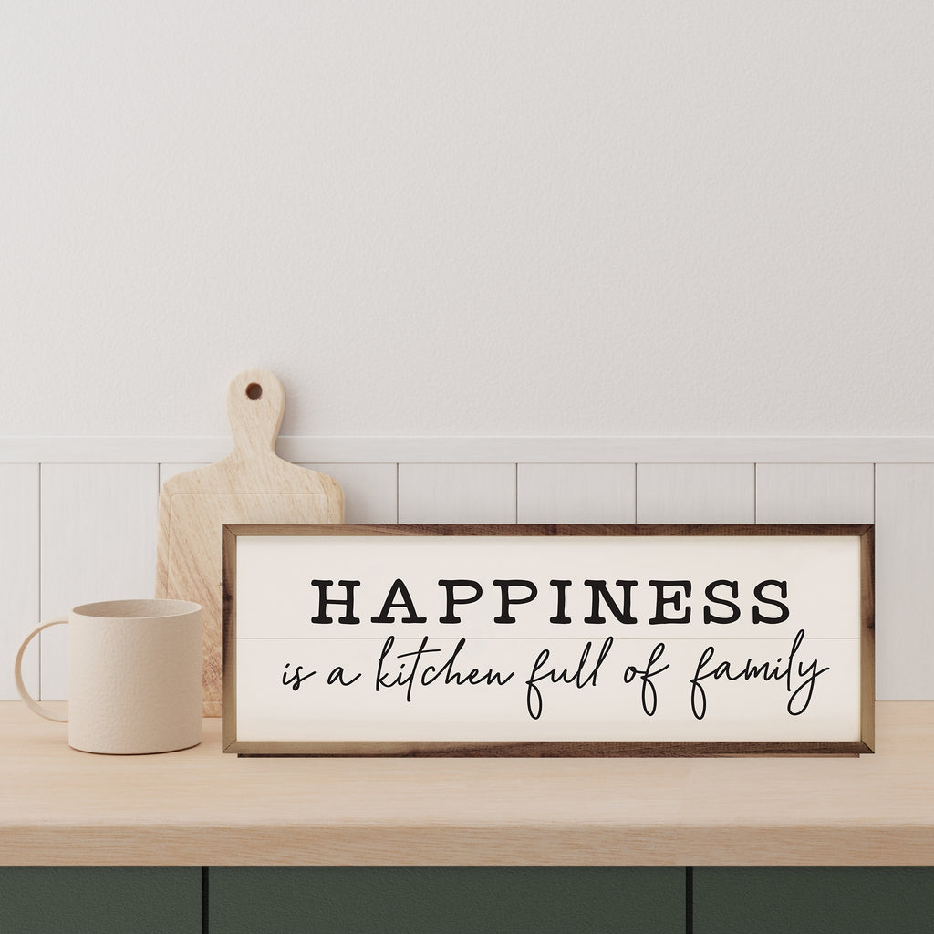 Happiness Is A Kitchen Full Of Family White 24x8 / White