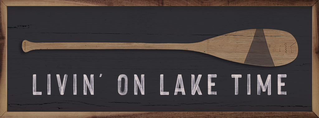 Livin On Lake Time Oar Gray 24x8 / Gray
