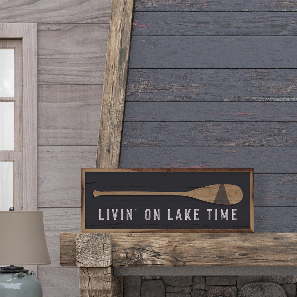 Livin On Lake Time Oar Gray 24x8 / Gray