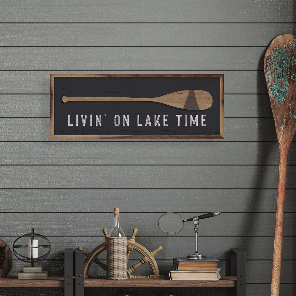 Livin On Lake Time Oar Gray 24x8 / Gray