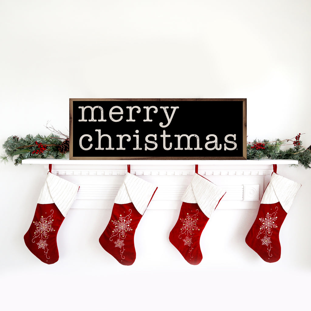 Merry Christmas Typewriter Black 24x8 / Black
