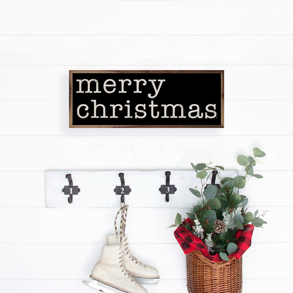 Merry Christmas Typewriter Black 24x8 / Black