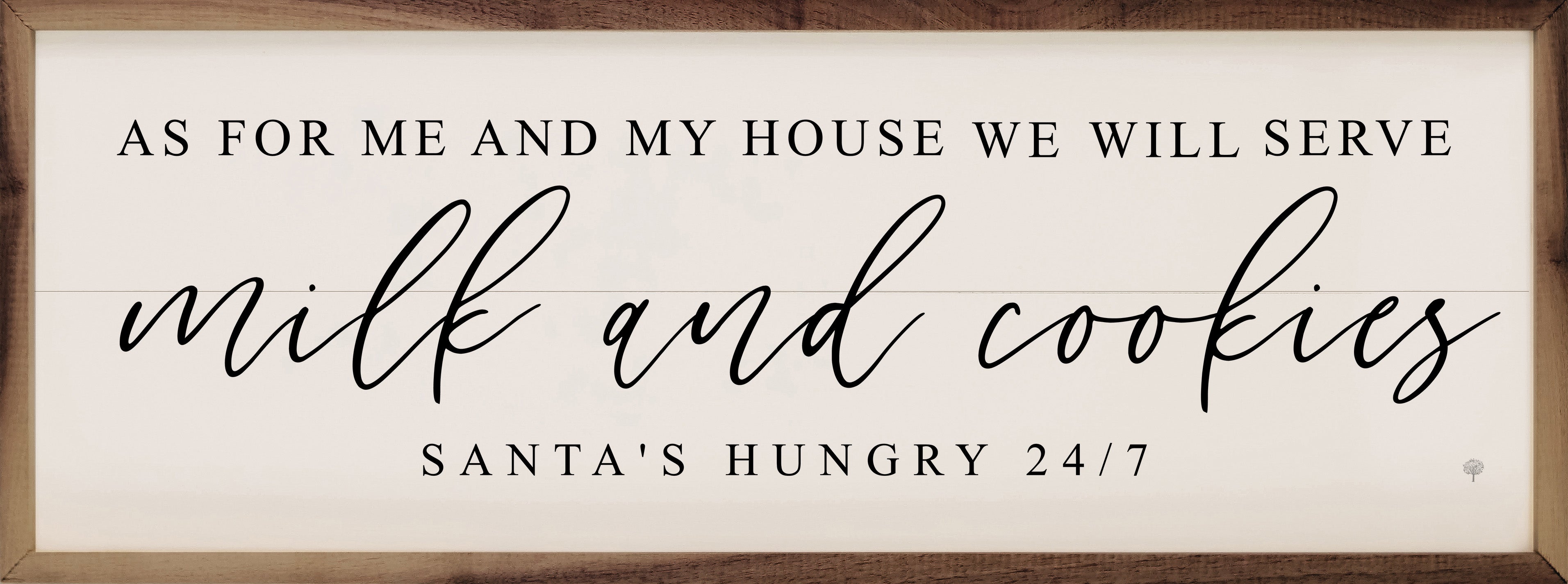 Milk And Cookies Santa's Hungry White 24x8 / White