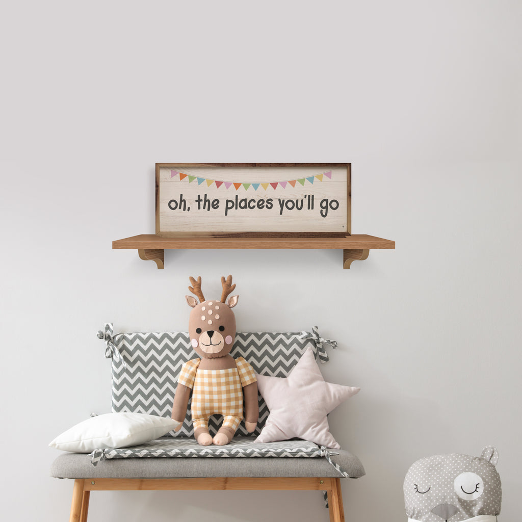 Oh The Places You'll Go Banner Whitewash 24x8 / Whitewash