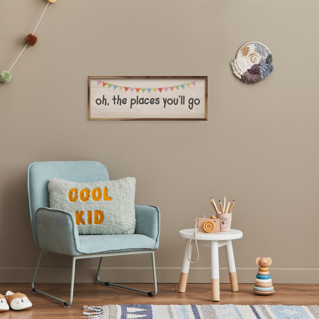 Oh The Places You'll Go Banner Whitewash 24x8 / Whitewash