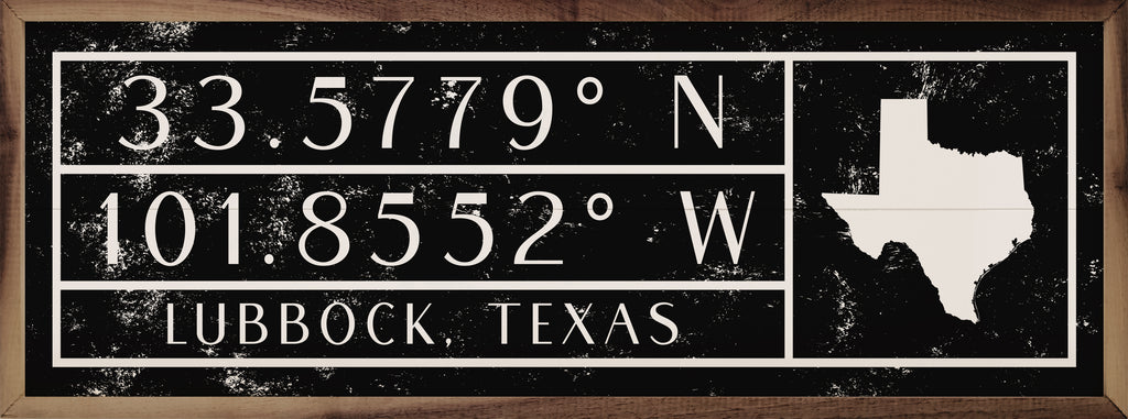 Personalized City State Coordinates With Lines Black 24x8 / Black