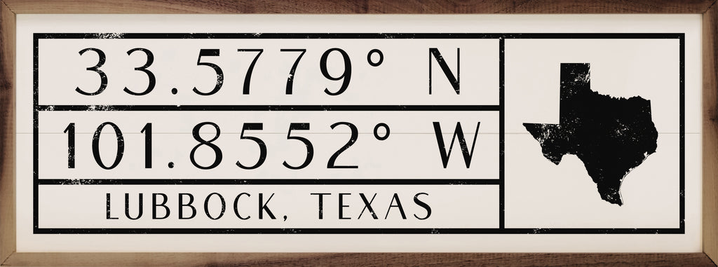 Personalized City State Coordinates With Lines White 24x8 / White