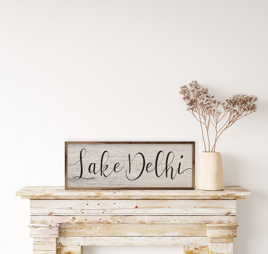 Personalized Lake Name Whitewash 24x8 / Whitewash