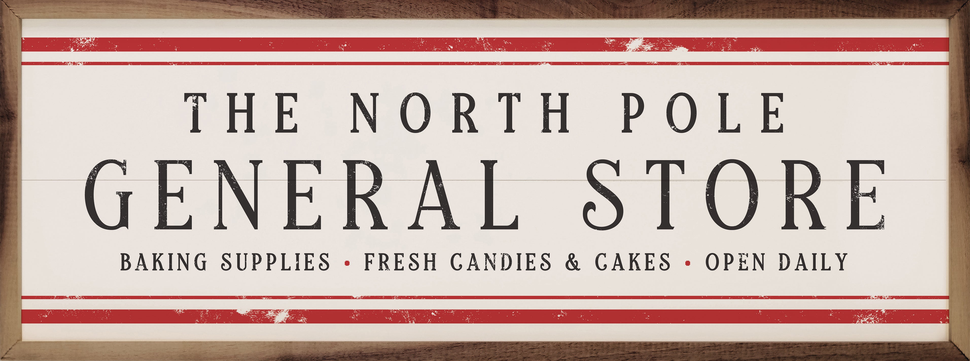 The North Pole General Store  Stripe White 24x8 / White