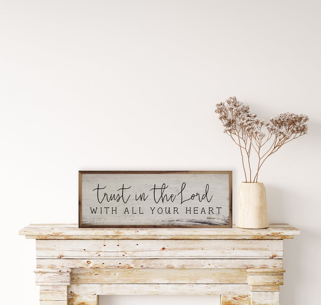 Trust In The Lord Whitewash 24x8 / Whitewash