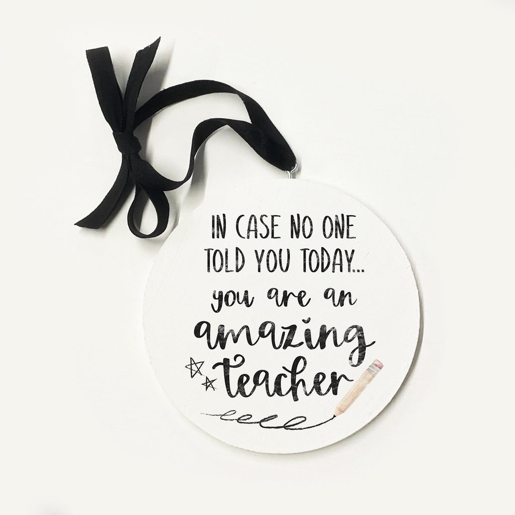 Amazing Teacher Star Pencil Ornament 5x5 / White