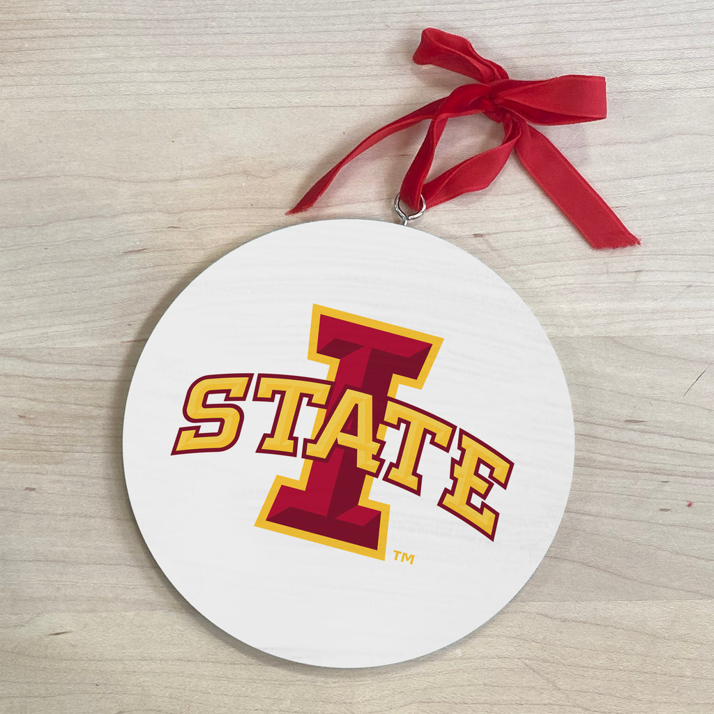 Logo Ornament Iowa State 5x5 / White