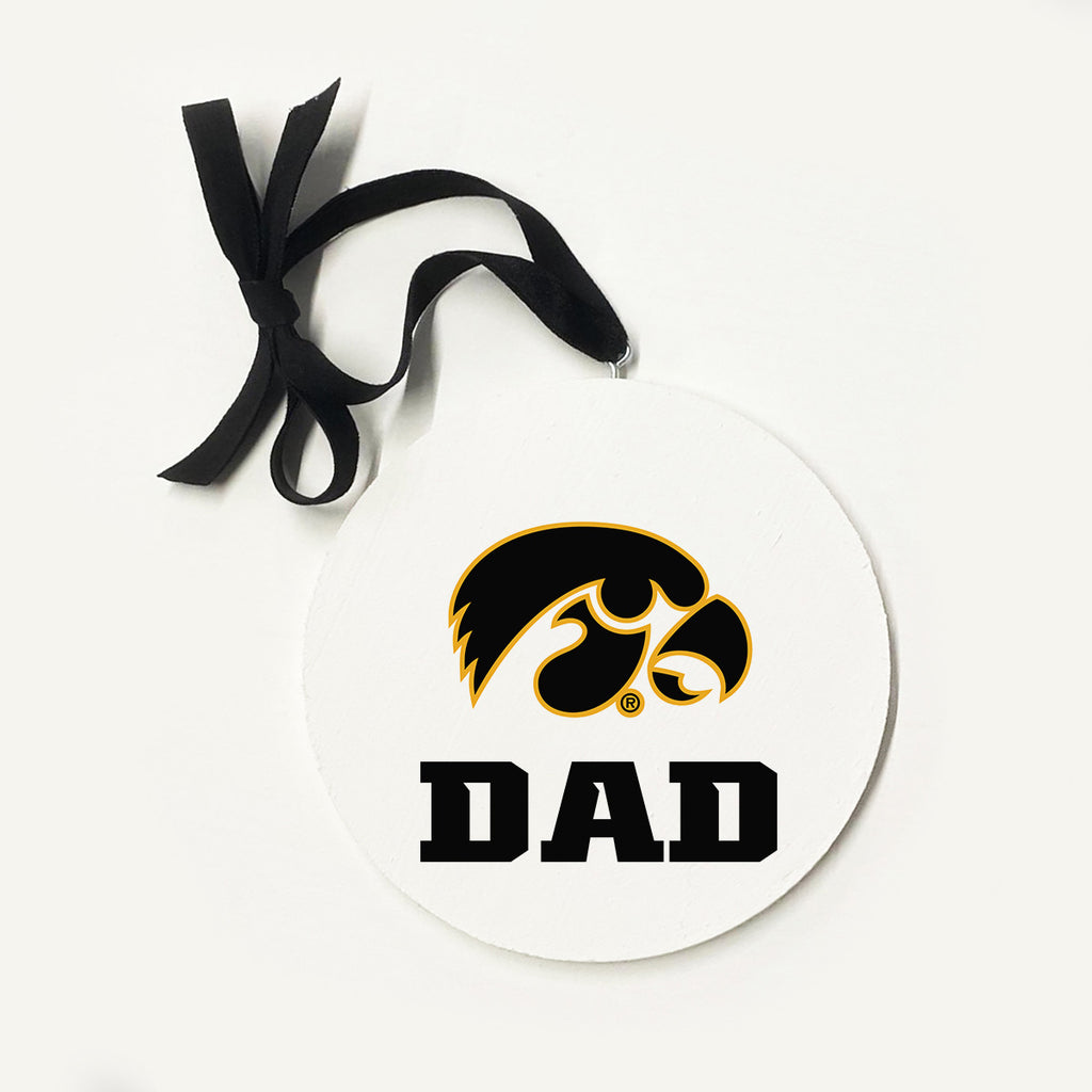 Dad Iowa Ornament 5x5 / White