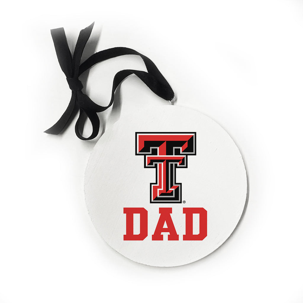 Dad Texas Tech Ornament 5x5 / White