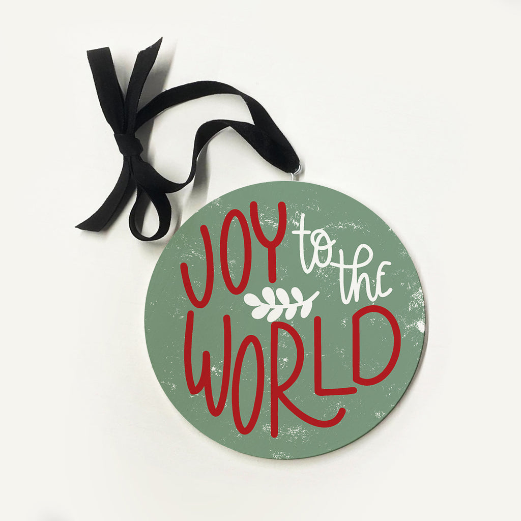 Joy To The World Green Ornament 5x5 / White