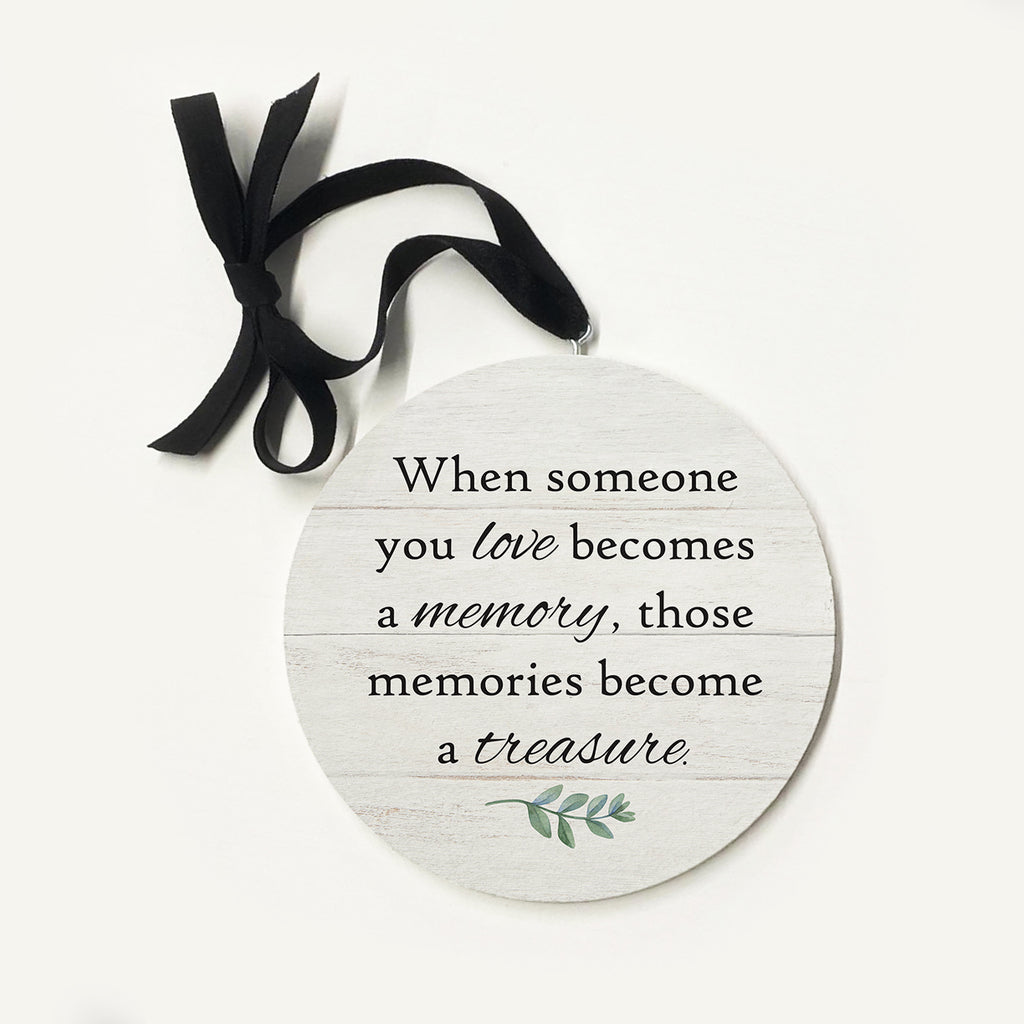 Memories Become A Treasure Greenery Ornament 5x5 / White
