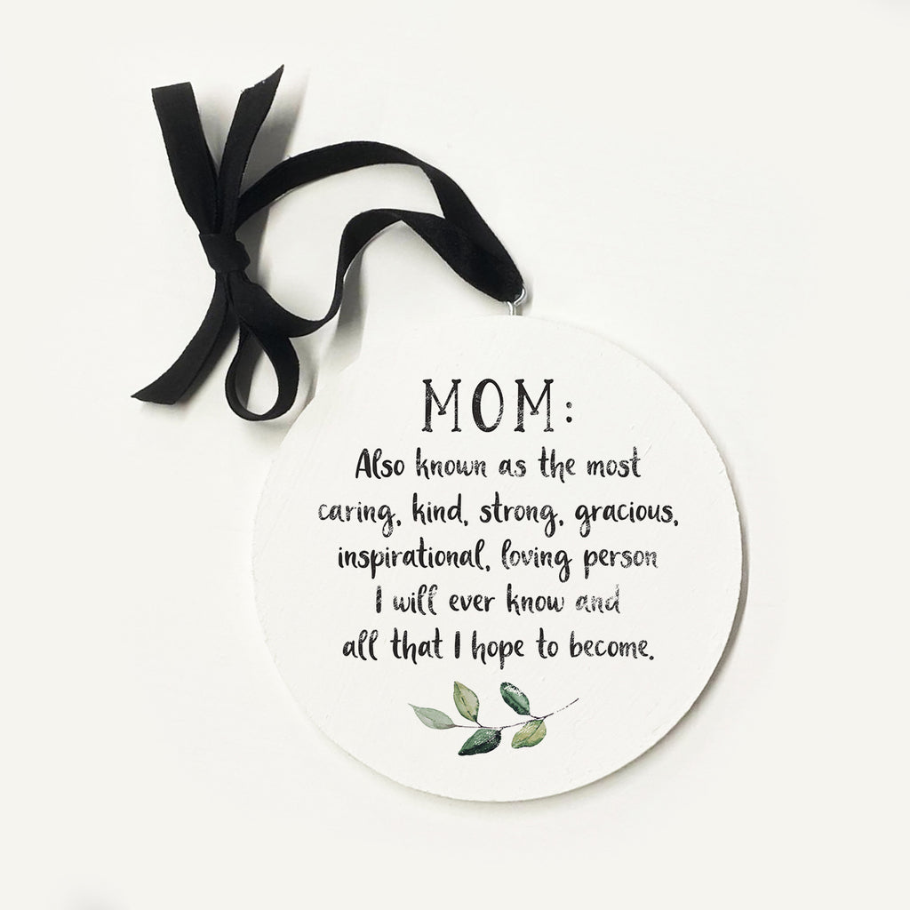 Mom Also Known As Greenery Ornament 5x5 / White