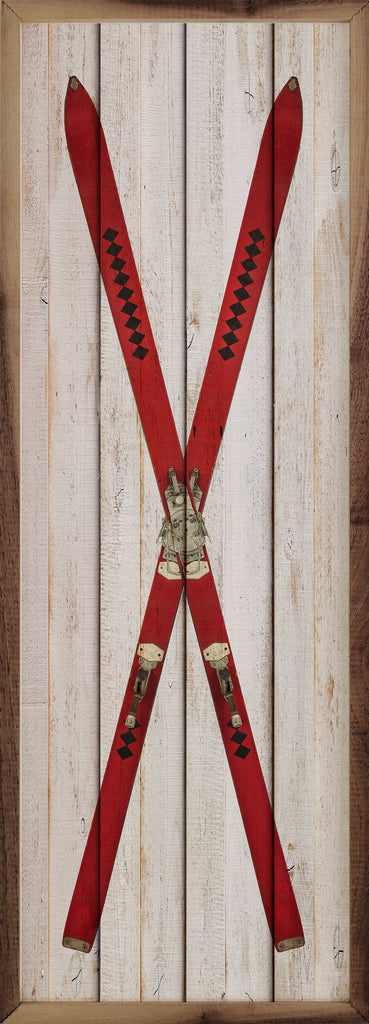 Crossed Red Skis Whitewash 8x24 / Whitewash