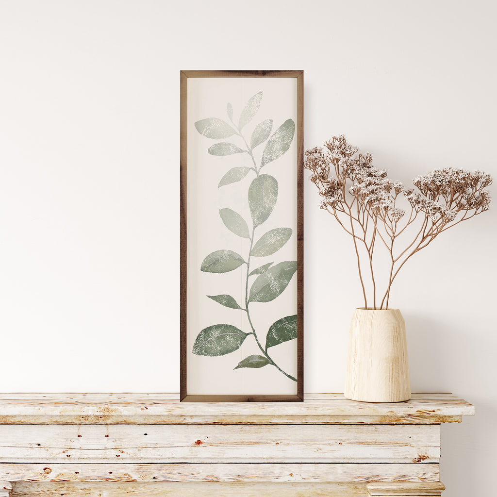 Distressed Leaf One 24x8 / White