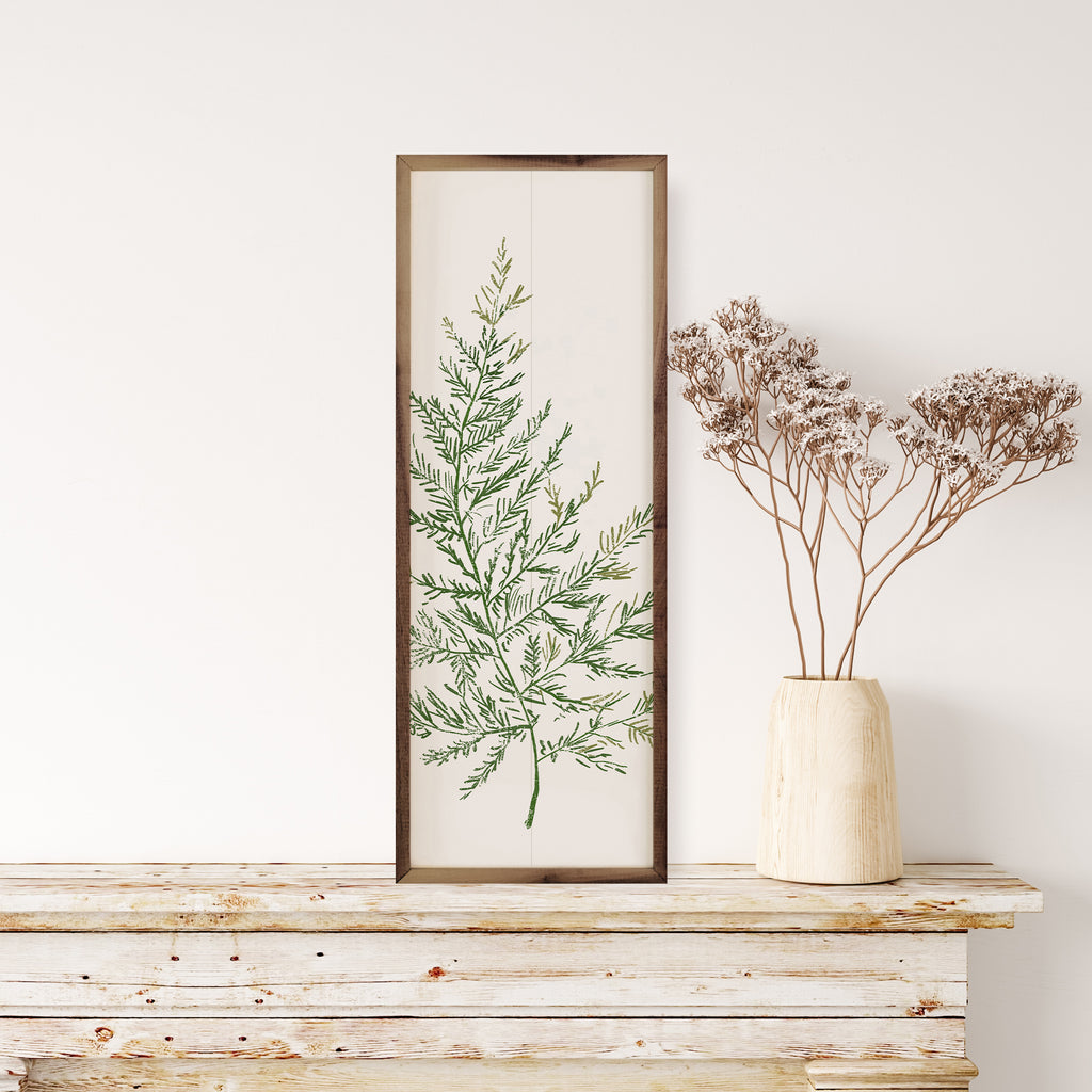 Distressed Leaf Three 24x8 / White