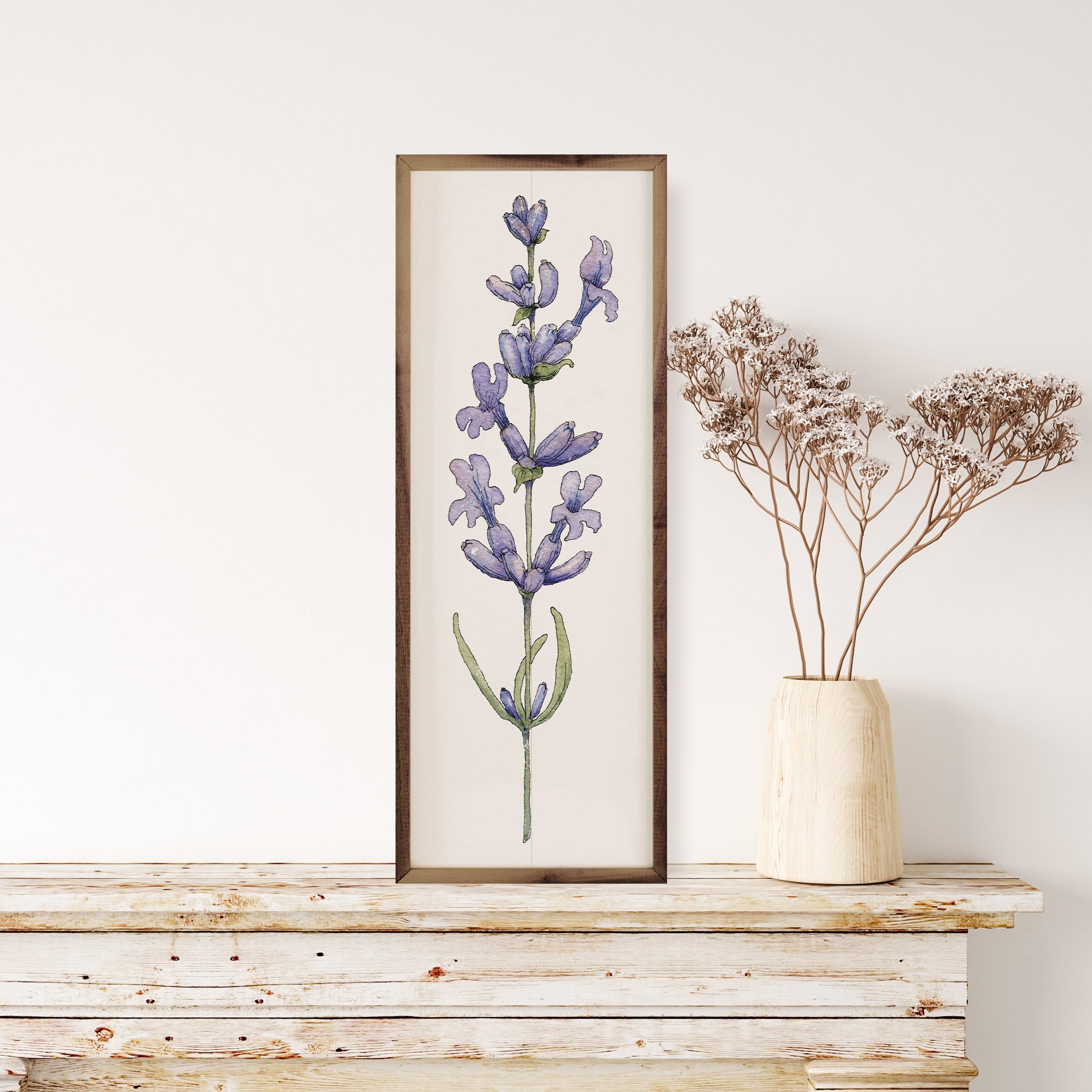 Lavender Stem 24x8 / White