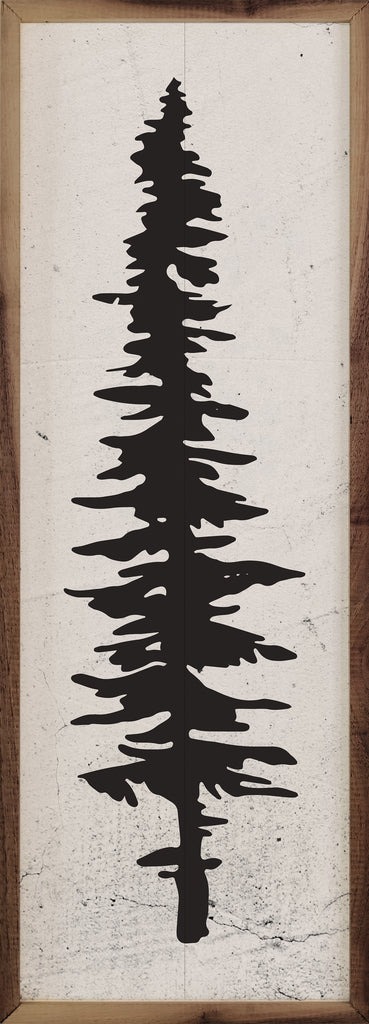 Tall Black Pine Tree 8x24 / White