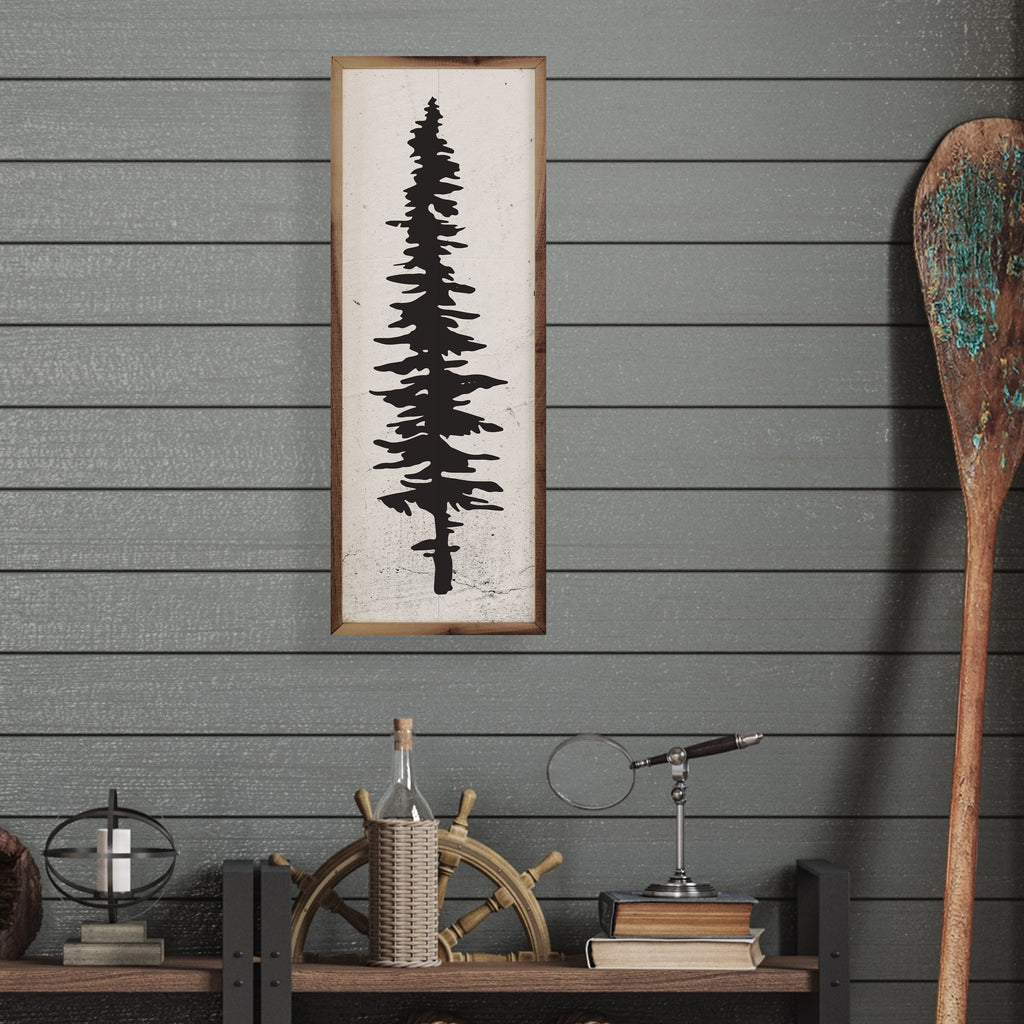 Tall Black Pine Tree 8x24 / White