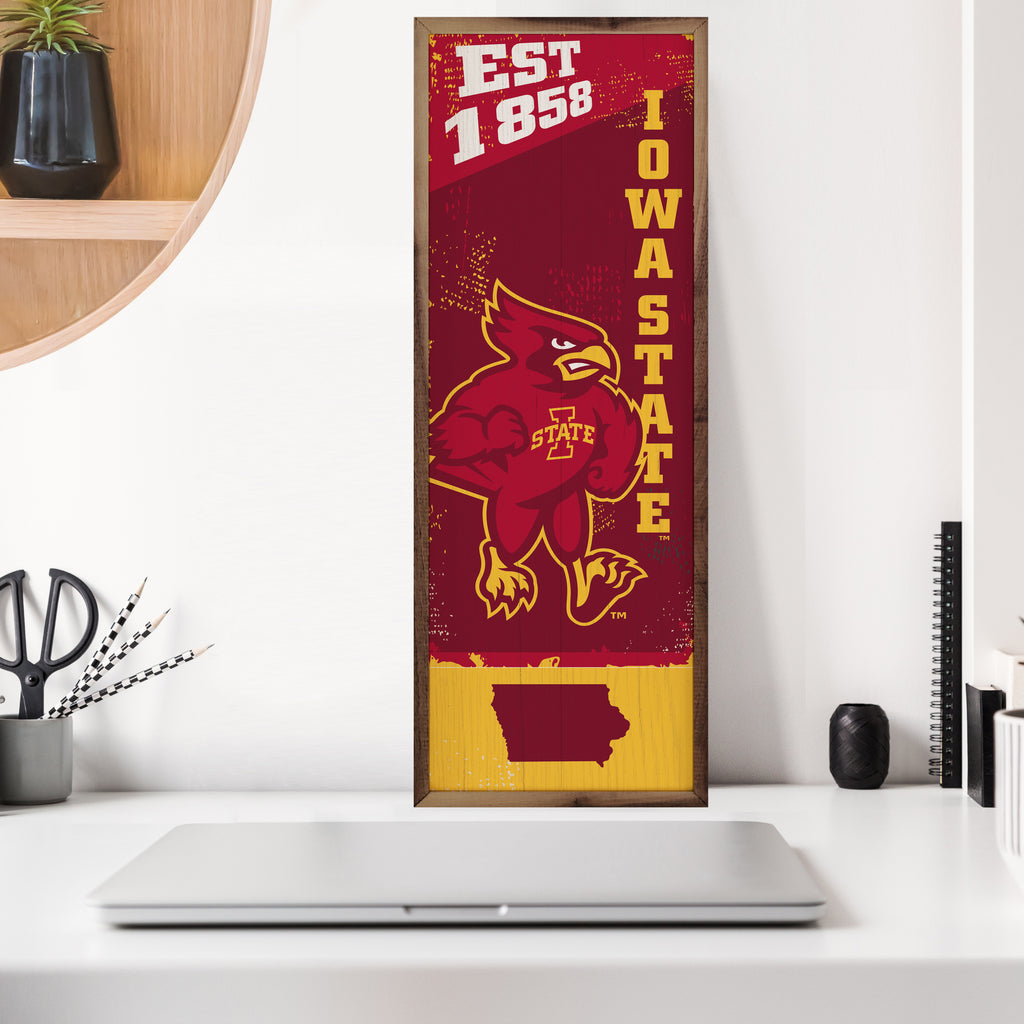 Vertical State Poster Iowa State 8x24 / Red