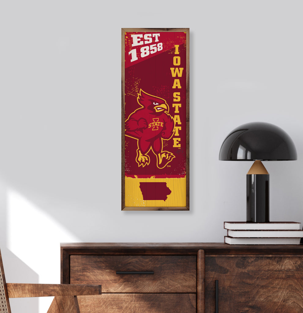 Vertical State Poster Iowa State 8x24 / Red