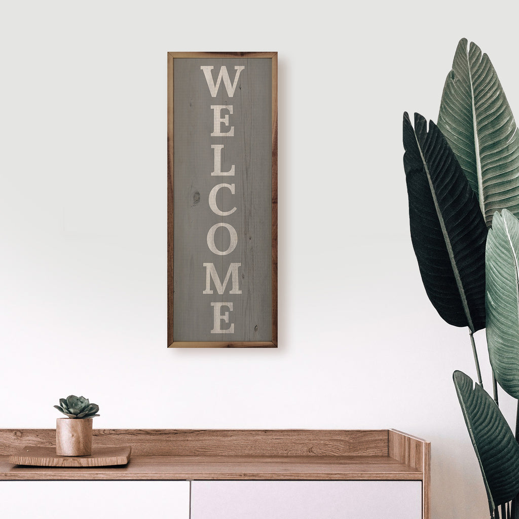 Welcome Distressed Gray 8x24 / Gray